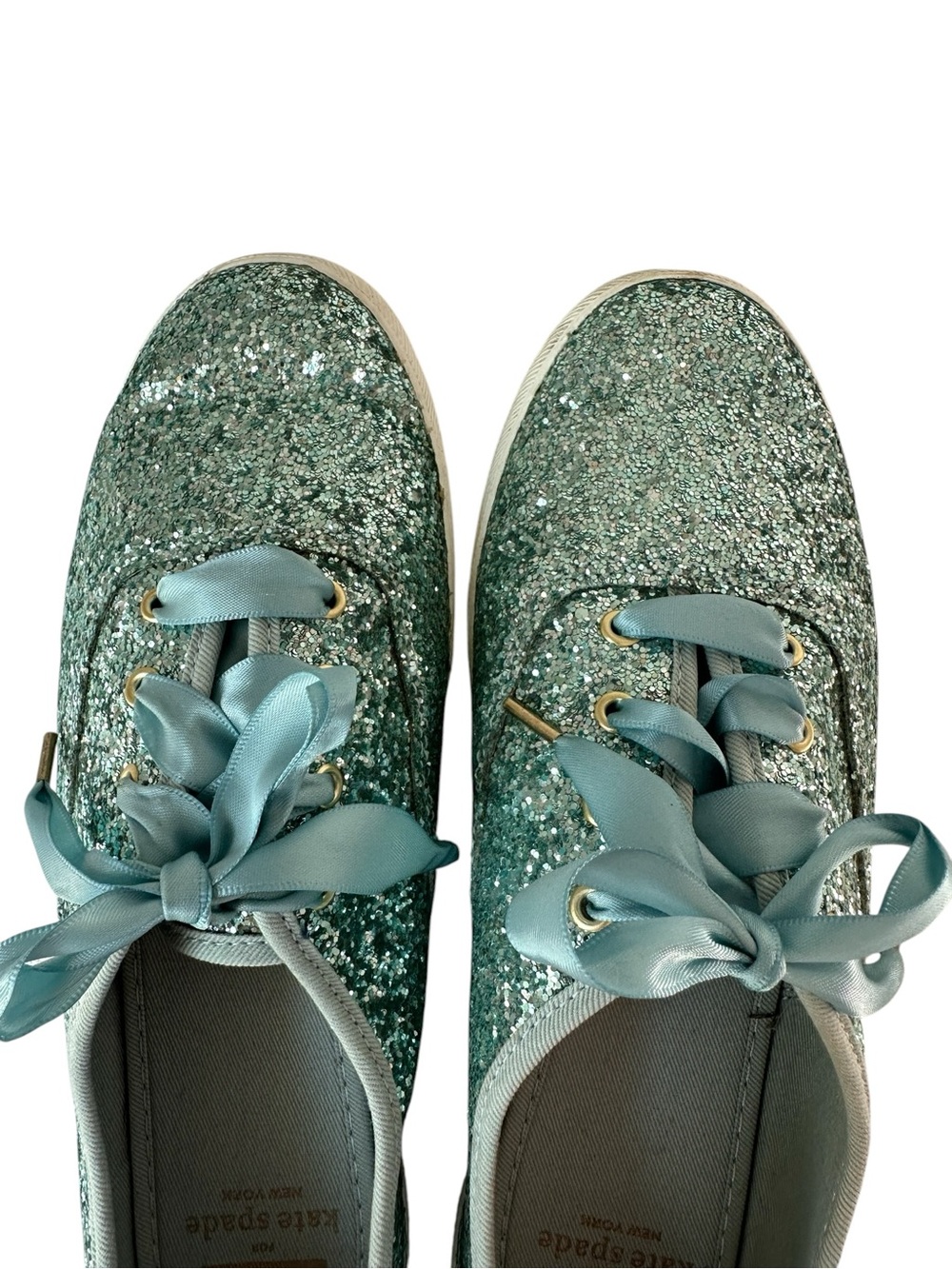 Keds X Kate Spade New York Champion Glitter Low-Top Sneakers, Aqua Blue, 7.5 - Picture 6 of 13